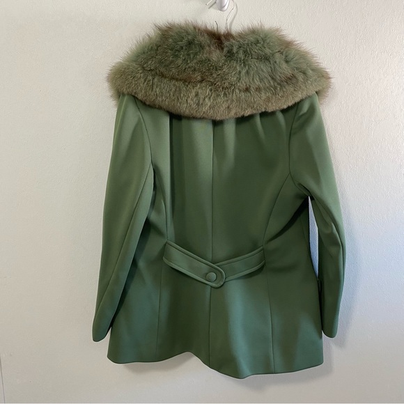Vintage Lilli Ann Fox Fur Collar Jacket Sage Green size 8 - Picture 10 of 12